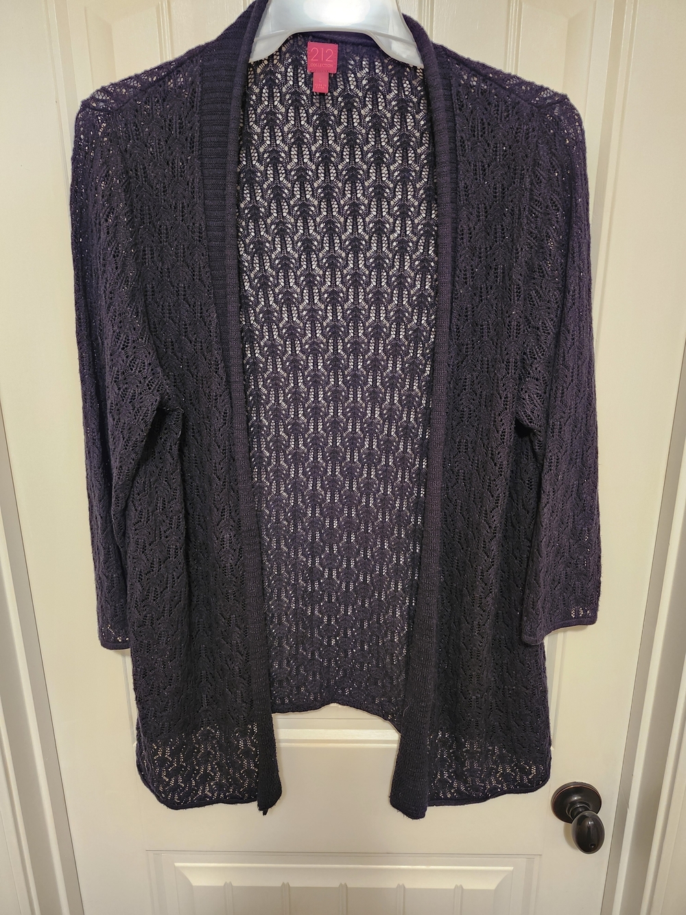 212 Collection Open Knit Black Cardigan Sweater 0135